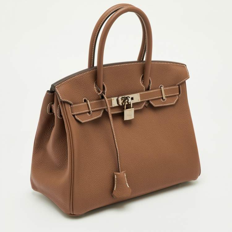 Pre Owned حقيبة هيرمس بيركين 30 جلد توغو ذهبي إكسسوار مطلي بلاديوم