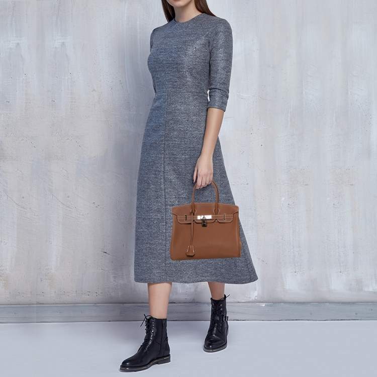 Pre Owned حقيبة هيرمس بيركين 30 جلد توغو ذهبي إكسسوار مطلي بلاديوم