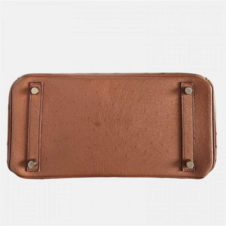 مملوكة مسبقًا Hermes Camel Ostrich Leather Gold Finish Birkin 30 Handbag