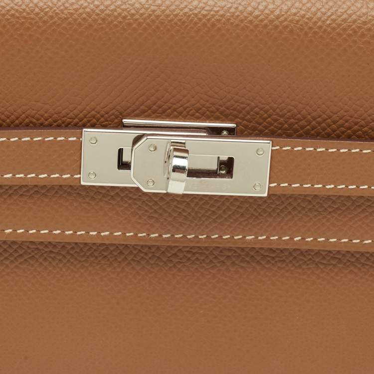 Pre Owned Hermes Kelly Longue Gold Epsom Leather Long Wallet