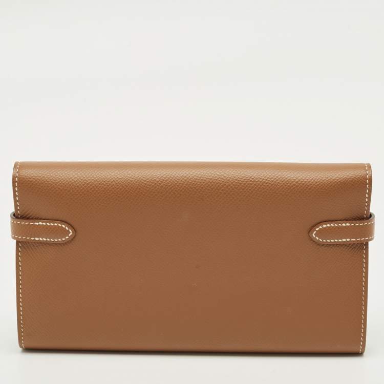 Pre Owned Hermes Kelly Longue Gold Epsom Leather Long Wallet