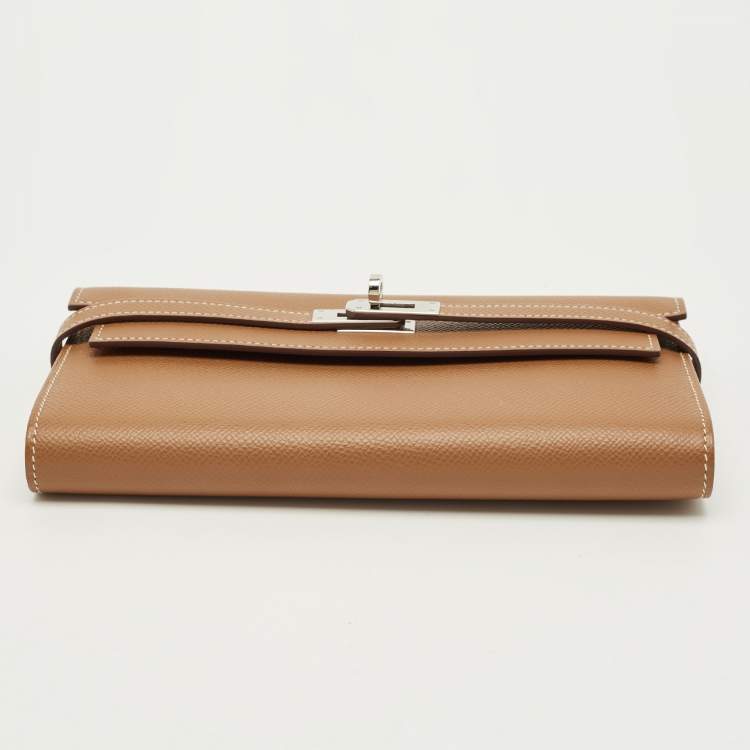 Pre Owned Hermes Kelly Longue Gold Epsom Leather Long Wallet