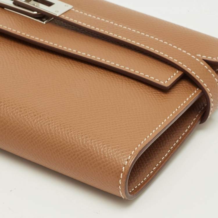 Pre Owned Hermes Kelly Longue Gold Epsom Leather Long Wallet