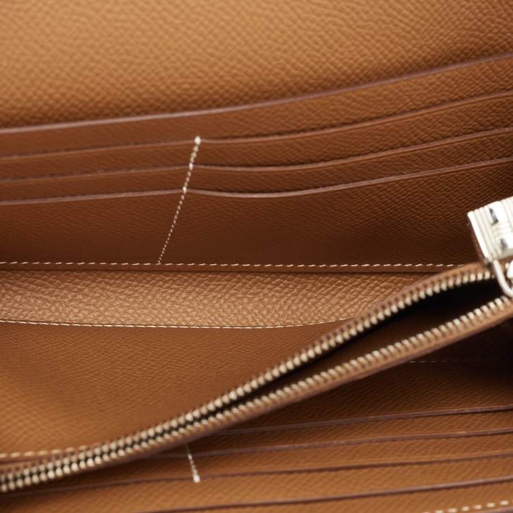 Pre Owned Hermes Kelly Longue Gold Epsom Leather Long Wallet