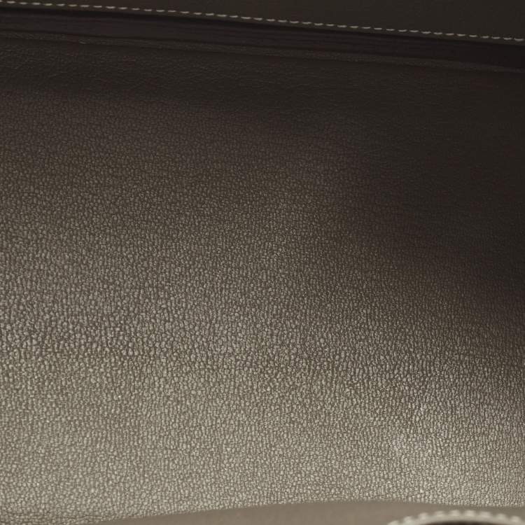 Pre Owned Hermès Birkin 25 Palladium Finish Etoupe Togo Leather Bag
