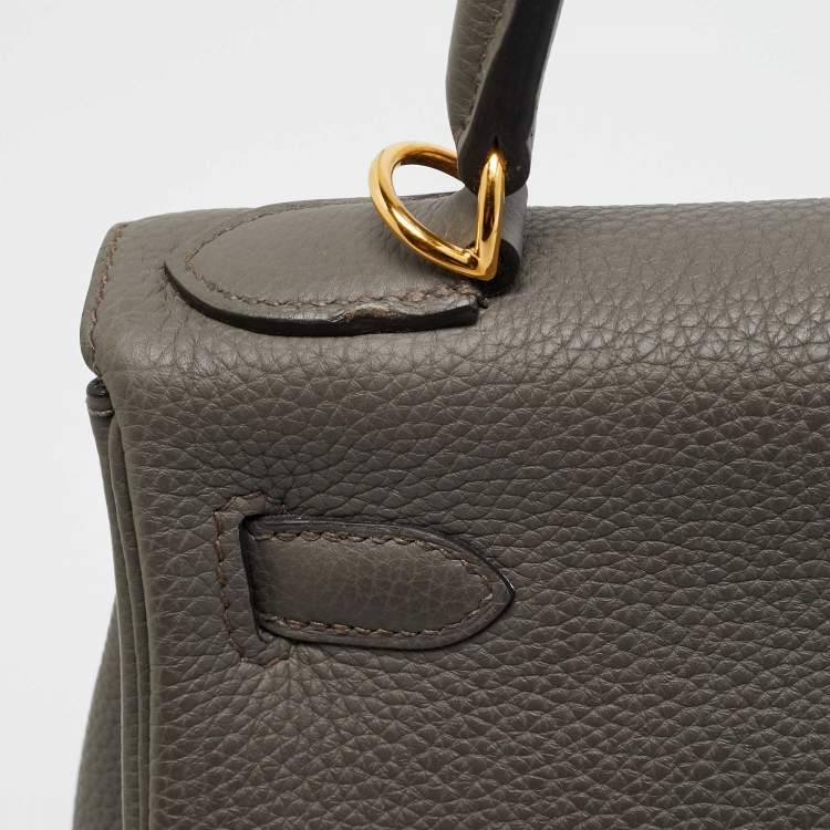 Pre Owned  Hermès Kelly Retourne 28 Gold Finish Etain Togo Leather Bag