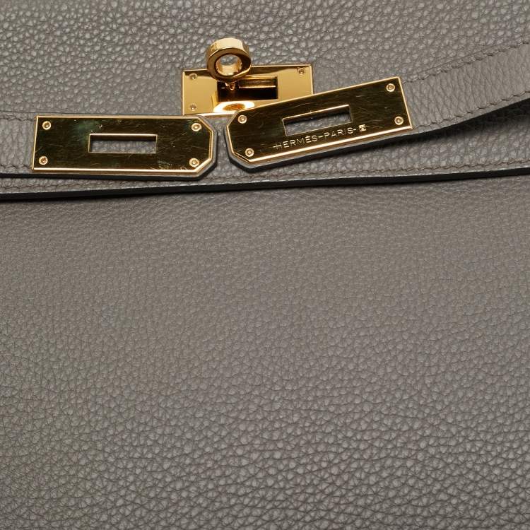Pre Owned  Hermès Kelly Retourne 28 Gold Finish Etain Togo Leather Bag