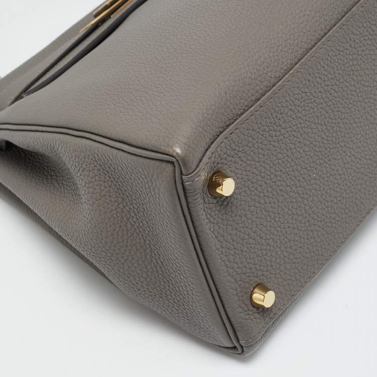 Pre Owned  Hermès Kelly Retourne 28 Gold Finish Etain Togo Leather Bag