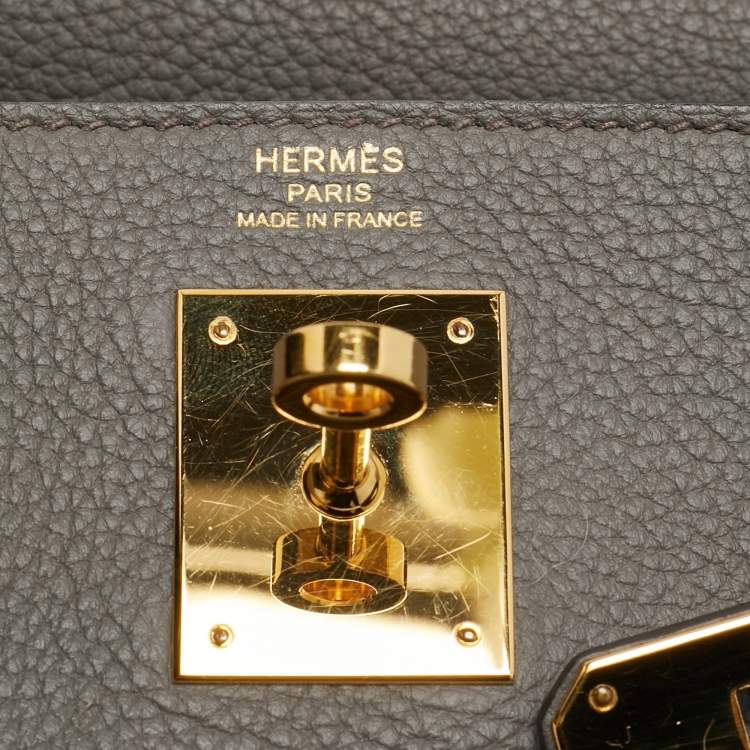 Pre Owned  Hermès Kelly Retourne 28 Gold Finish Etain Togo Leather Bag