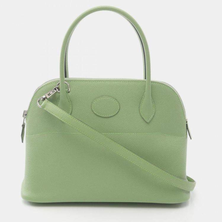 Pre Owned Hermes Bolide 27 Vert Criquet Epsom Leather Shoulder Bag