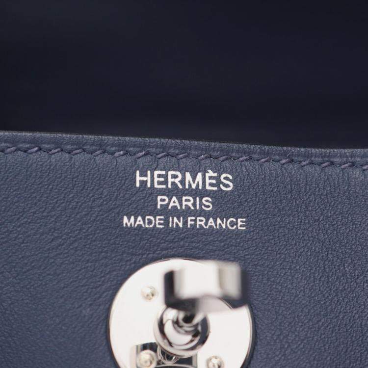 Pre Owned Hermes Lindy Mini Navy Blue Swift Leather Shoulder Bag