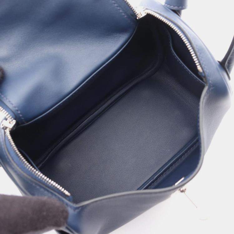 Pre Owned Hermes Lindy Mini Navy Blue Swift Leather Shoulder Bag