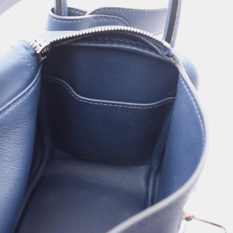 Pre Owned Hermes Lindy Mini Navy Blue Swift Leather Shoulder Bag