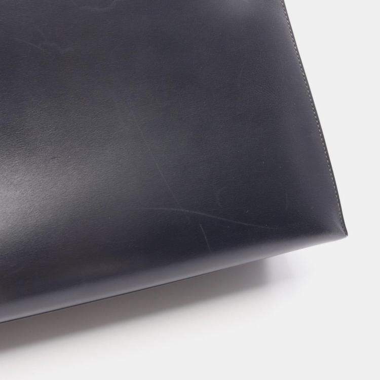 Pre Owned Hermes Kelly 32 Navy Blue Box Calf Leather Shoulder Bag