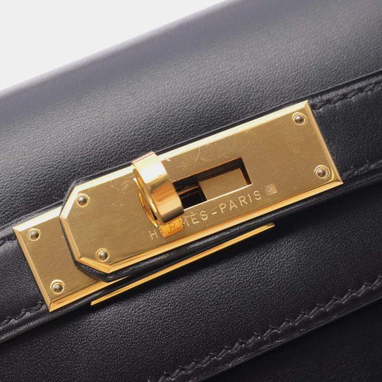 Pre Owned حقيبة هيرمس كيلي 28 كتف جلد بوكس أسود عجول