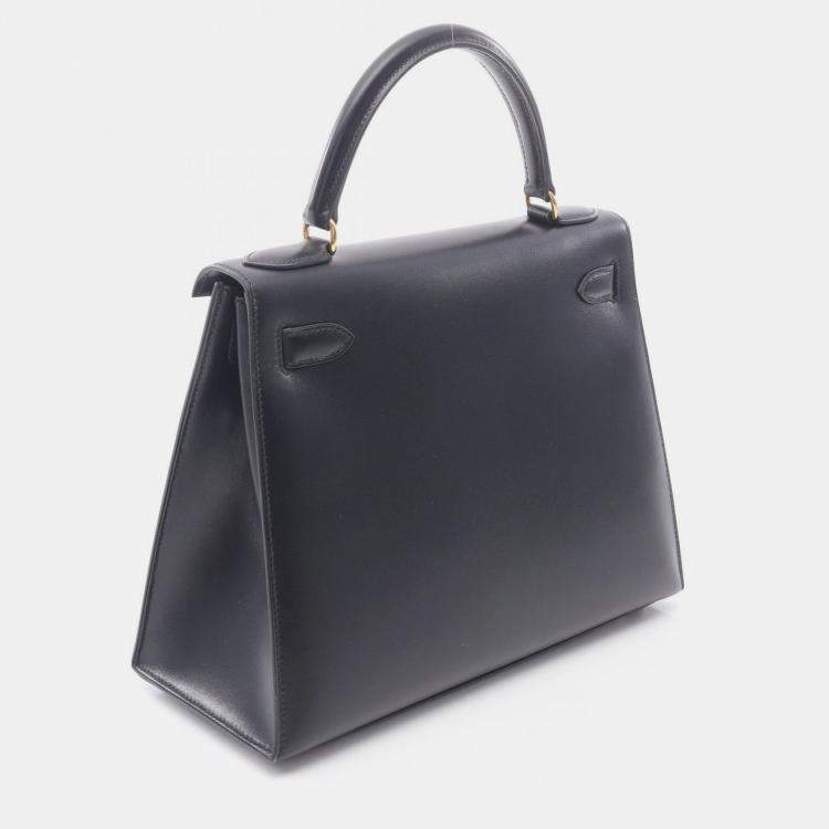 Pre Owned حقيبة هيرمس كيلي 28 كتف جلد بوكس أسود عجول