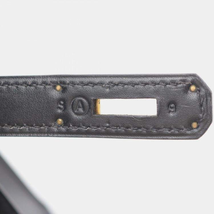 Pre Owned حقيبة هيرمس كيلي 28 كتف جلد بوكس أسود عجول