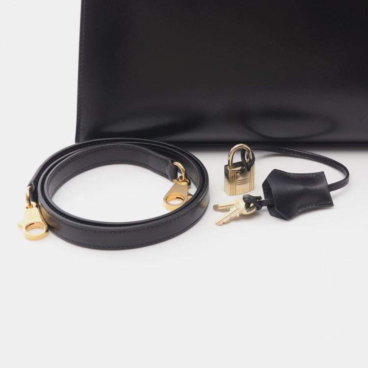 Pre Owned حقيبة هيرمس كيلي 28 كتف جلد بوكس أسود عجول