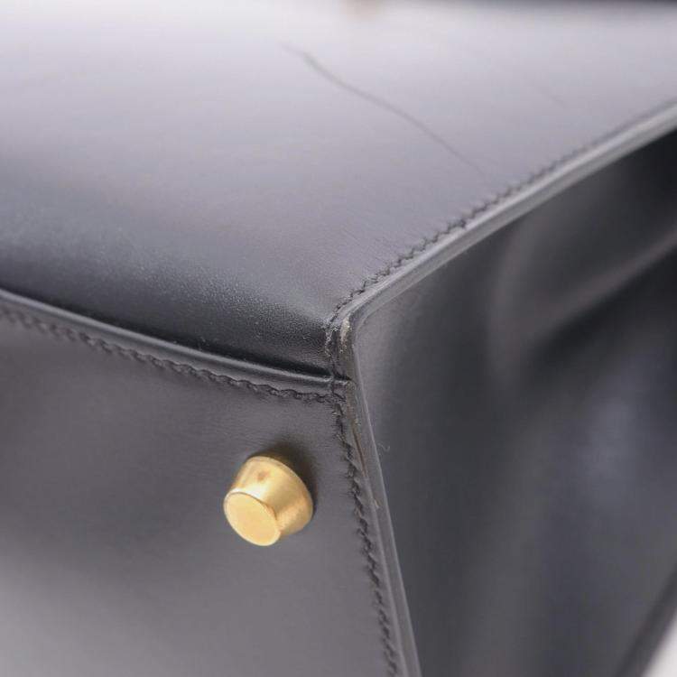 Pre Owned حقيبة هيرمس كيلي 28 كتف جلد بوكس أسود عجول