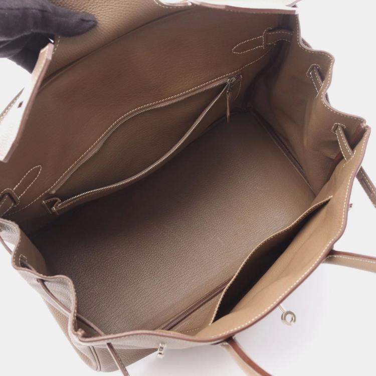 Pre Owned Hermes Birkin 35 Etoupe Togo Leather Handbag