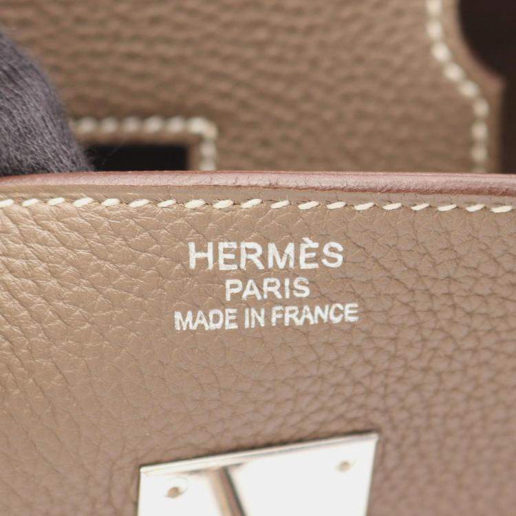 Pre Owned Hermes Birkin 35 Etoupe Togo Leather Handbag