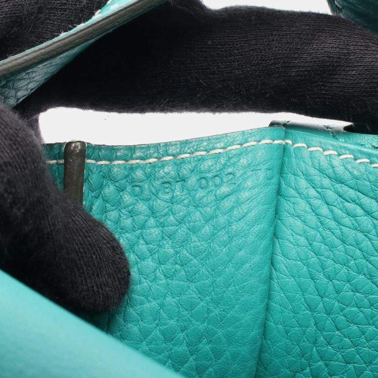 Pre Owned Hermes Halzan Green Taurillon Clemence Leather Shoulder Bag