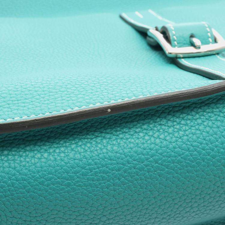 Pre Owned Hermes Halzan Green Taurillon Clemence Leather Shoulder Bag