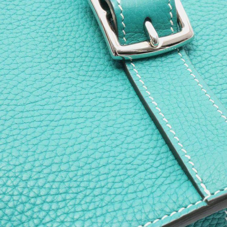 Pre Owned Hermes Halzan Green Taurillon Clemence Leather Shoulder Bag