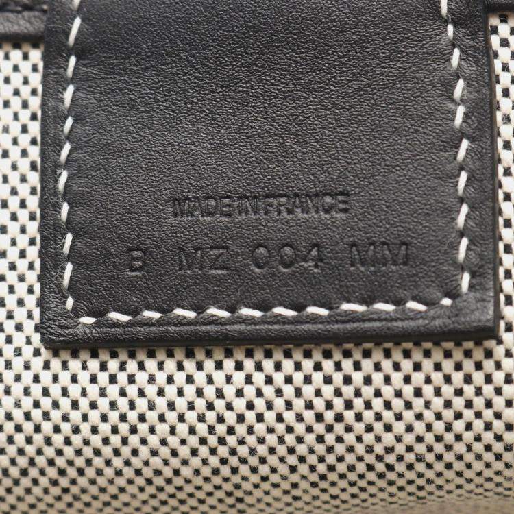 Pre Owned Hermes Steeple 25 Gray Black Toile H Canvas Swift Leather Tote Bag