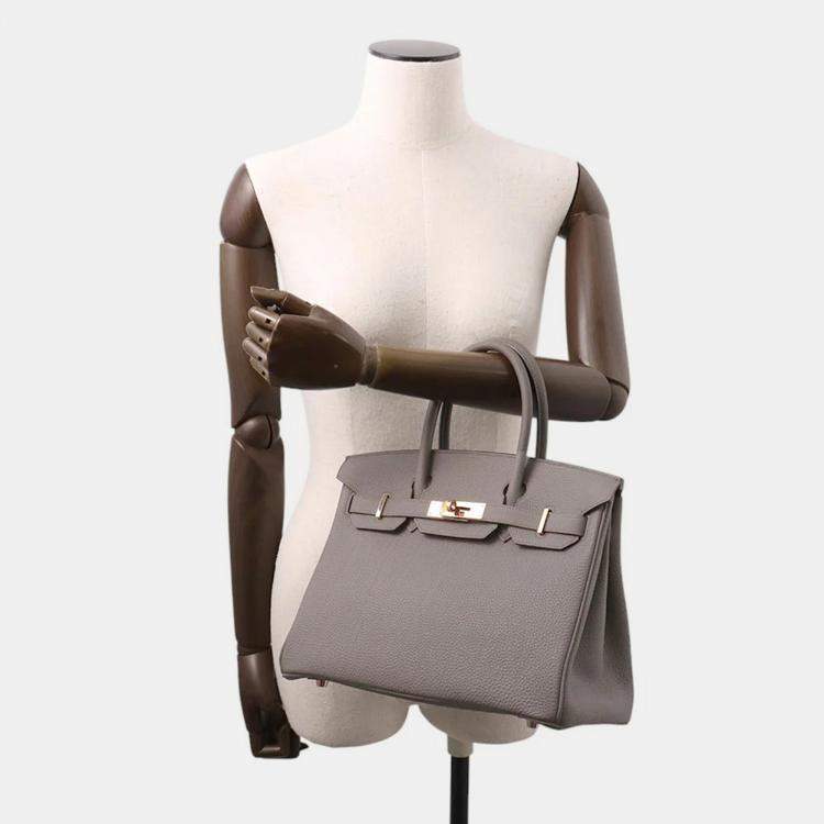 Pre Owned Hermes Birkin Etain Togo Leather Size 30