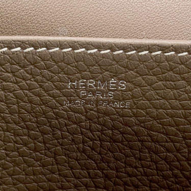 Pre Owned Hermes Halzan Etoupe Taurillon Clemence Size 31