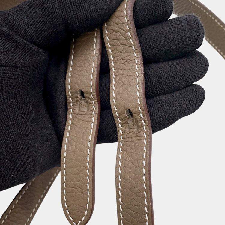 Pre Owned Hermes Halzan Etoupe Taurillon Clemence Size 31