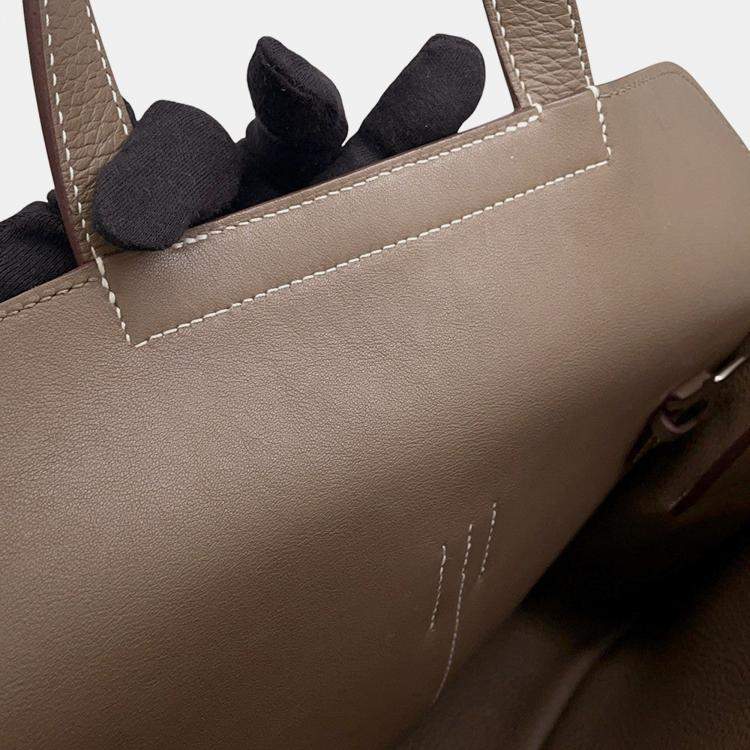 Pre Owned Hermes Halzan Etoupe Taurillon Clemence Size 31