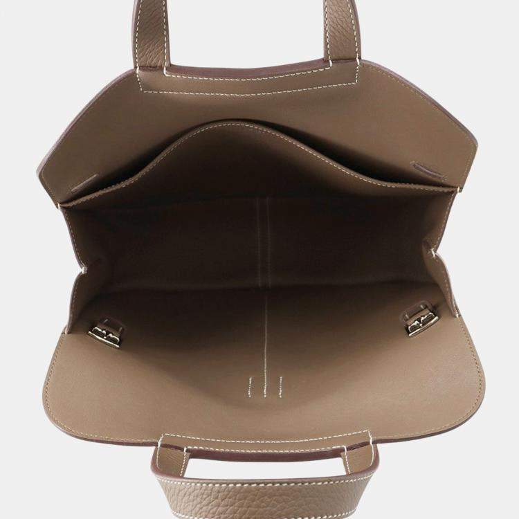 Pre Owned Hermes Halzan Etoupe Taurillon Clemence Size 31