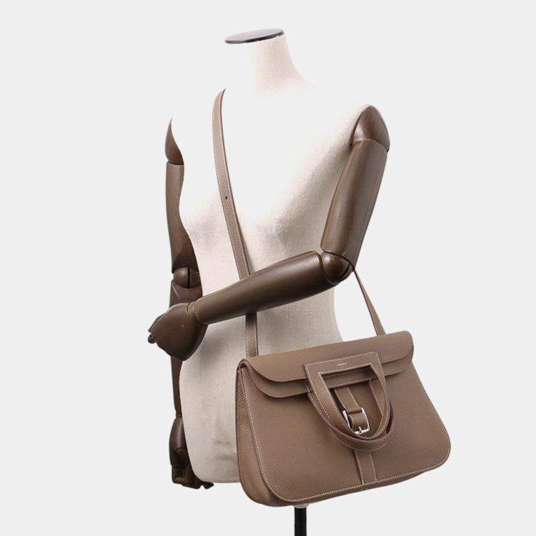Pre Owned Hermes Halzan Etoupe Taurillon Clemence Size 31