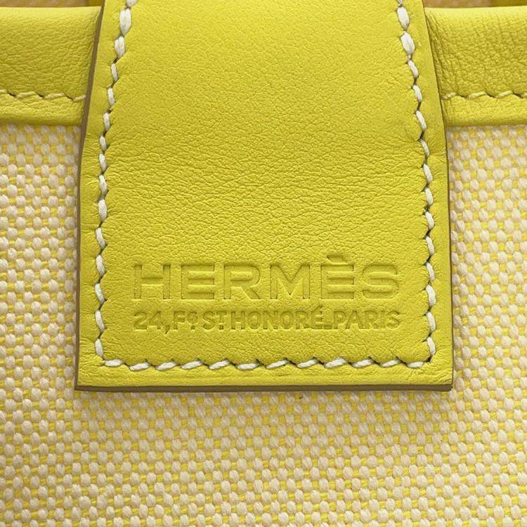 مملوكة مسبقًا Hermes Steeple Lime Toile H Swift Leather Size 25