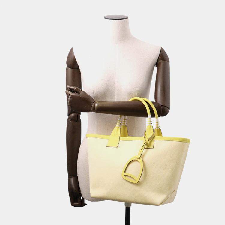 مملوكة مسبقًا Hermes Steeple Lime Toile H Swift Leather Size 25