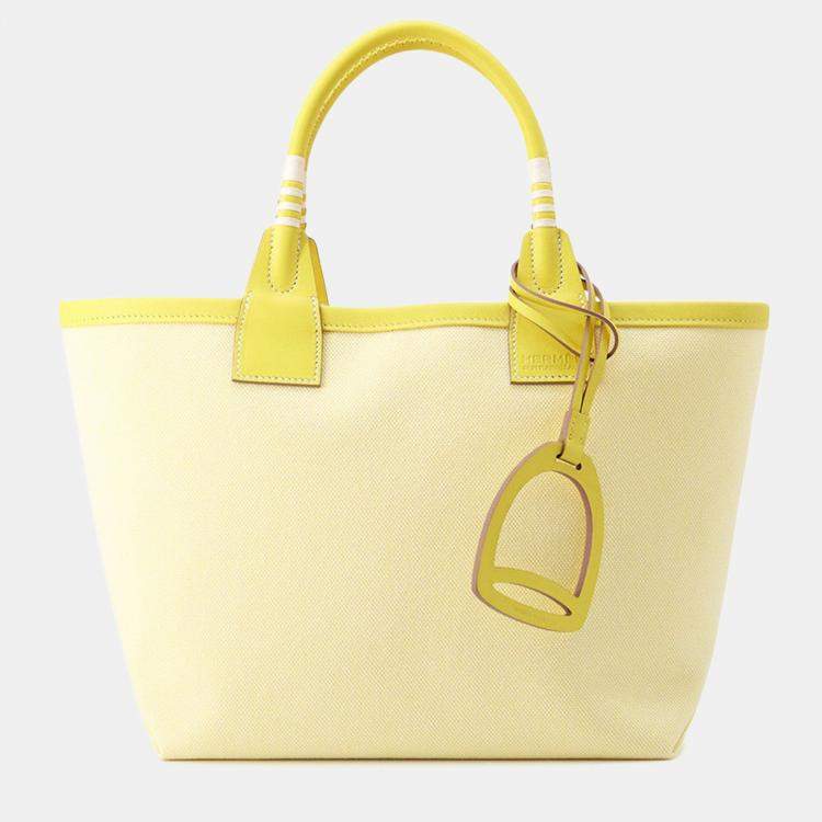 مملوكة مسبقًا Hermes Steeple Lime Toile H Swift Leather Size 25