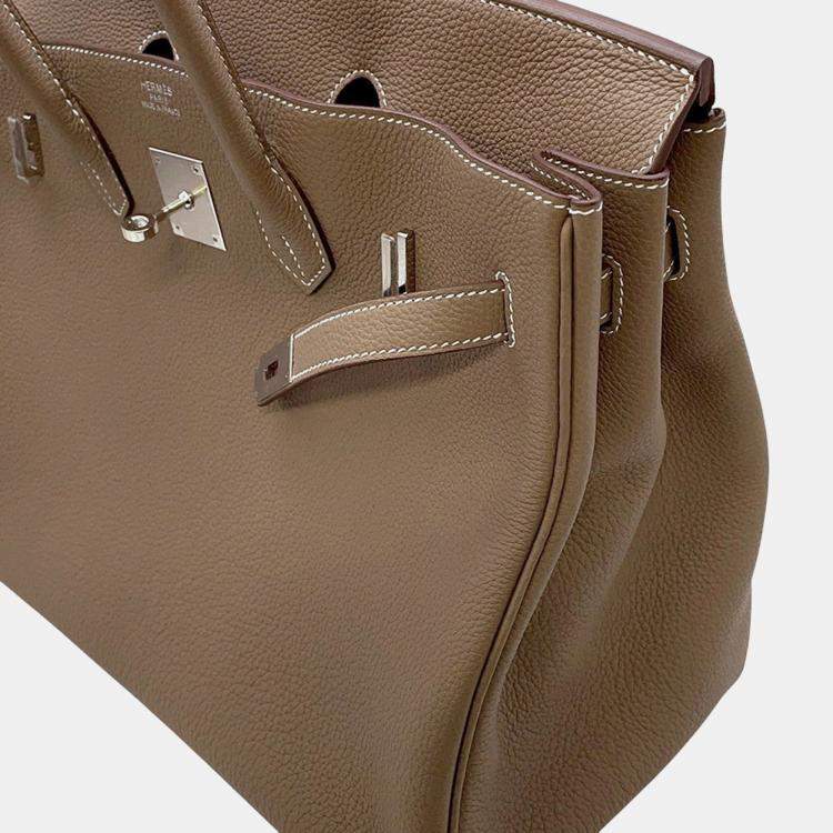 Pre Owned Hermes Birkin 35 Etoupe Togo Leather Bag 