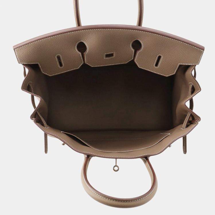 Pre Owned Hermes Birkin 35 Etoupe Togo Leather Bag 