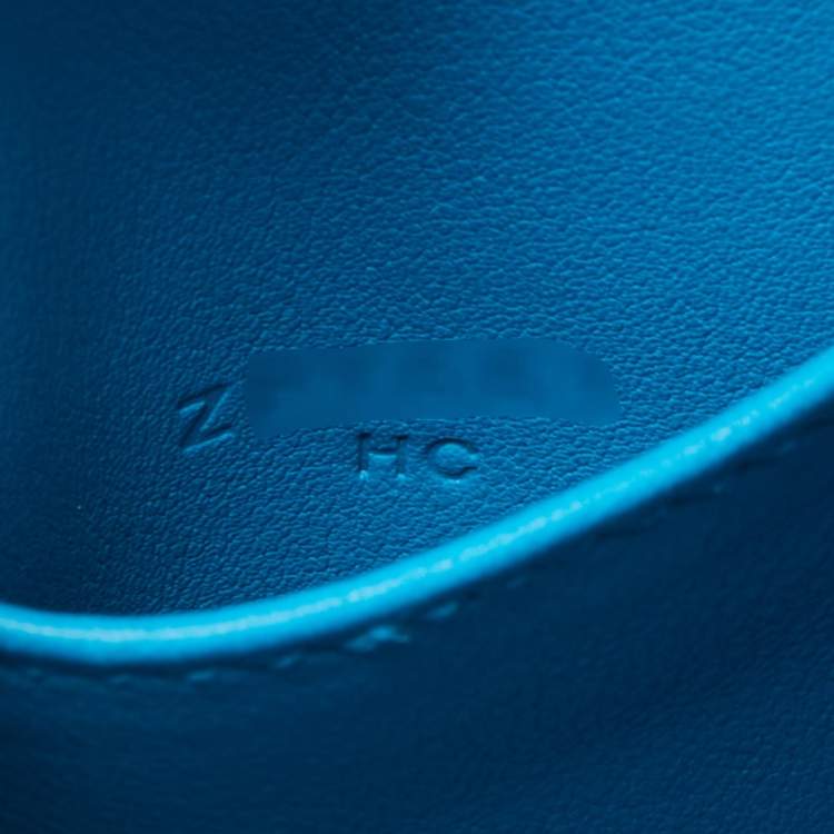 Pre Owned Hermes Lindy Mini Palladium Finish Bleu Frida Swift Leather Shoulder Bag