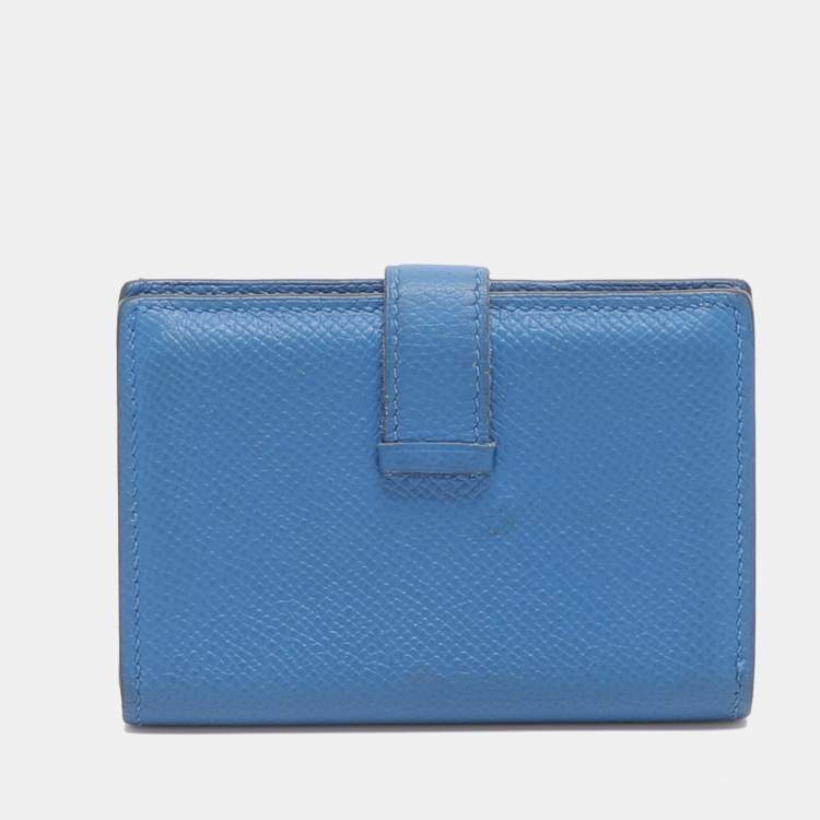 Pre Owned Hermes Bearn Bleu Zellige Epsom Leather Wallet