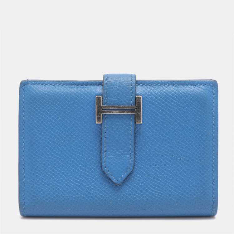 Pre Owned Hermes Bearn Bleu Zellige Epsom Leather Wallet
