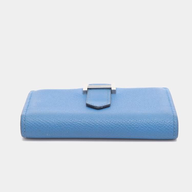 Pre Owned Hermes Bearn Bleu Zellige Epsom Leather Wallet