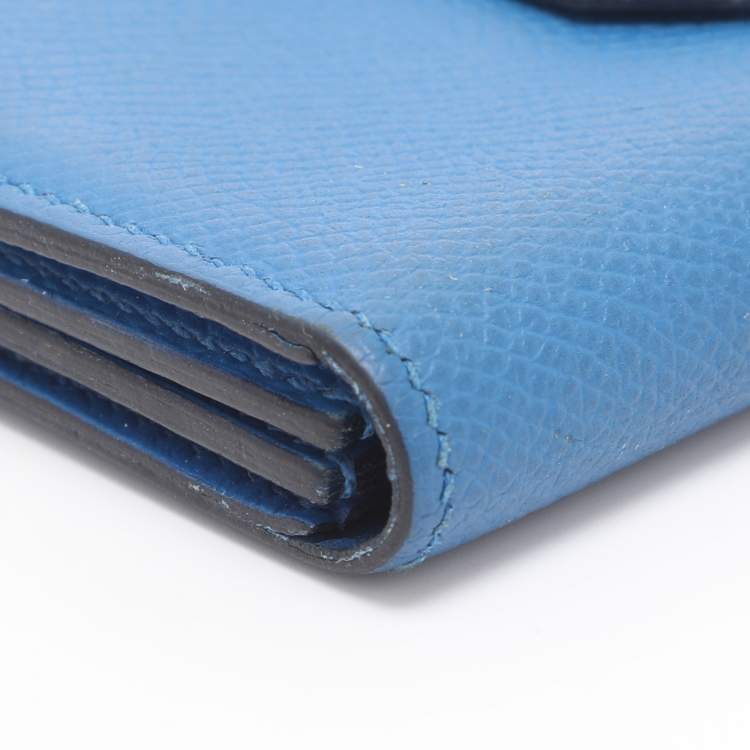 Pre Owned Hermes Bearn Bleu Zellige Epsom Leather Wallet