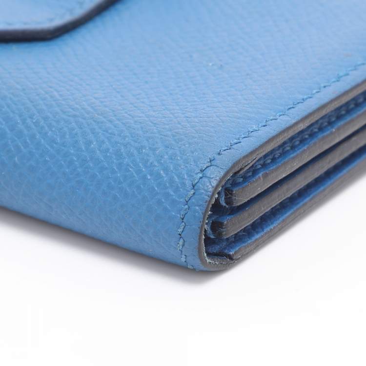Pre Owned Hermes Bearn Bleu Zellige Epsom Leather Wallet