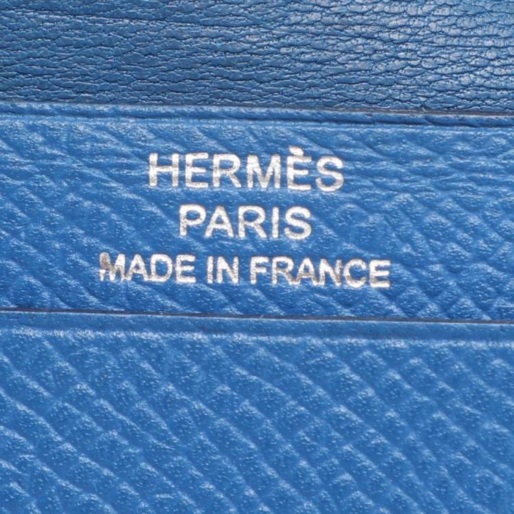Pre Owned Hermes Bearn Bleu Zellige Epsom Leather Wallet