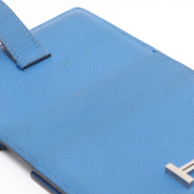 Pre Owned Hermes Bearn Bleu Zellige Epsom Leather Wallet