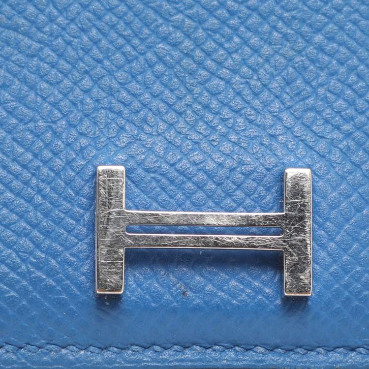 Pre Owned Hermes Bearn Bleu Zellige Epsom Leather Wallet