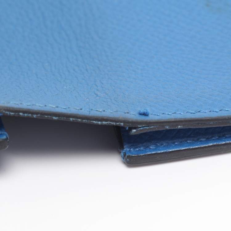 Pre Owned Hermes Bearn Bleu Zellige Epsom Leather Wallet